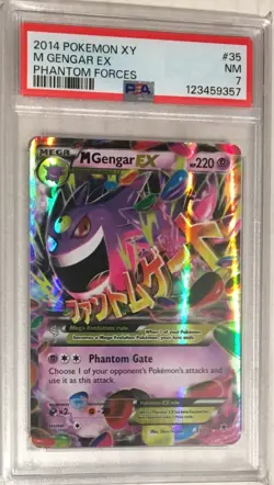 2014 Pokemon XY Phantom Forces PSA 7 Mega M Gengar EX Ultra Rare HOLO #35 - Image 1