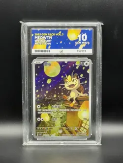 ACE 10 Pokemon TCG Chinese Gem Pack Vol 3 Meowth CBB3C 0207/07 Perfect Subgrades - Image 1