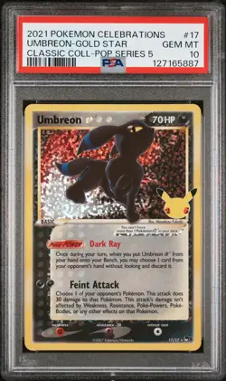 2021 POKEMON CELEBRATIONS CLASSIC COLL #17 UMBREON-GOLD STAR PSA 10 - Image 1