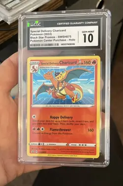 CGC 10 Special Delivery Charizard SWSH075 075 Pokemon Center Promo Pikachu 2022 - Image 1