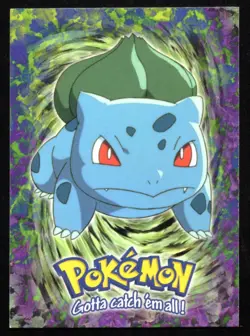 Bulbasaur 01 E1 of 12 Topps Pokemon Card Series 1 TV Animation Black Logo - Image 1