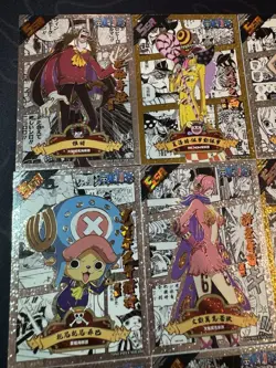 One Piece Set of 9 Ultra Rare Premium Foiled Collectible Anime Silver Cards - Image 2