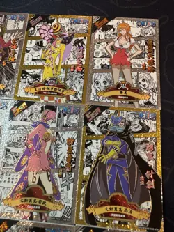 One Piece Set of 9 Ultra Rare Premium Foiled Collectible Anime Silver Cards - Image 3