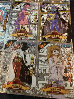 One Piece Set of 9 Ultra Rare Premium Foiled Collectible Anime Silver Cards - Image 4