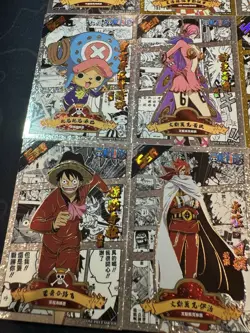 One Piece Set of 9 Ultra Rare Premium Foiled Collectible Anime Silver Cards - Image 5
