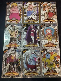 One Piece Set of 9 Ultra Rare Premium Foiled Collectible Anime Silver Cards #1 - Image 1