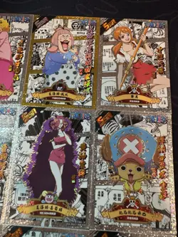 One Piece Set of 9 Ultra Rare Premium Foiled Collectible Anime Silver Cards #1 - Image 3