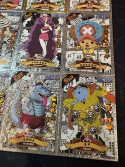 One Piece Set of 9 Ultra Rare Premium Foiled Collectible Anime Silver Cards #1 - Image 4