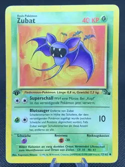 Zubat 1. Edition 57/62 Fossil Set Pokemon Karte/Card Deutsch/German Vintage - Image 1