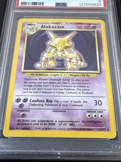 1999 POKEMON BASE SET UNLIMITED #1 ALAKAZAM-HOLO PSA 8 - Image 2