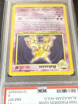 1999 POKEMON BASE SET UNLIMITED #1 ALAKAZAM-HOLO PSA 8 - Image 3