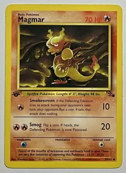 Magmar 39/62 (DMG) 1st Edition Uncommon Fossil Set 1996 WOTC Pokemon Card - Image 1