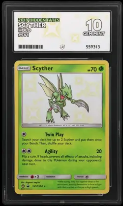 Pokemon TCG Card Scyther SV1/SV94 Hidden Fates Shiny Holo Rare - ACE 10 - Image 1