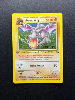 Pokemon TCG Aerodactyl fossil set Holo rare Prerelease Promo 1/62 1st Edition - Image 1