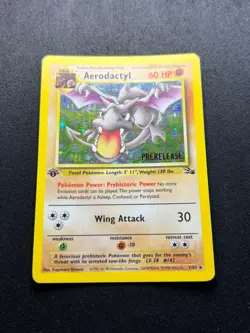 Pokemon TCG Aerodactyl fossil set Holo rare Prerelease Promo 1/62 1st Edition - Image 2