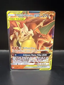 Pokemon Charizard & Braixen GX 22/236 Sm-Cosmic Eclipse Holo Tag Team - Image 1