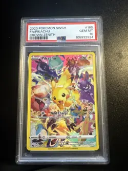 2023 Pokemon SWSH FA/Pikachu Crown Zenith PSA 10, 160/159 - Image 1