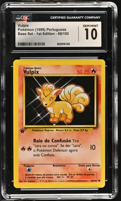 Vulpix 1st Edition Shadowless 1999 Base Set #68/102 (CGC 10) - Image 1