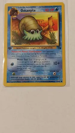 Omanyte 52/62 Fossil Pokemon TCG N-MINT VINTAGE WOTC 1st Edition - Image 1