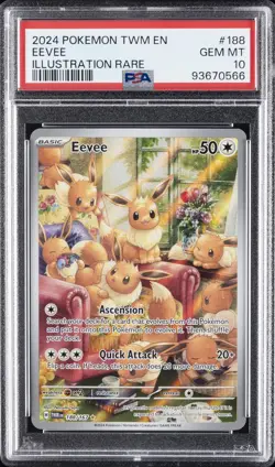 2024 POKEMON TWM EN-TWILIGHT MASQUERADE ILLUSTRATION RARE #188 EEVEE PSA 10 - Image 1