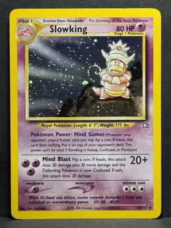 Pokemon TCG Holo Swirl Slowking 14/111 Neo Genesis Unlimited Rare LP Condition - Image 1