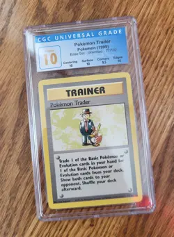 Pokemon Trader CGC 10 Pristine 1999 Pokemon Base Set 77/102 Unlimited Card ENG - Image 1