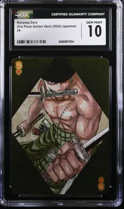 CGC 10 Roronoa Zoro 2 of diamonds Playing cards 2024 One Piece Golden Deck - Image 1