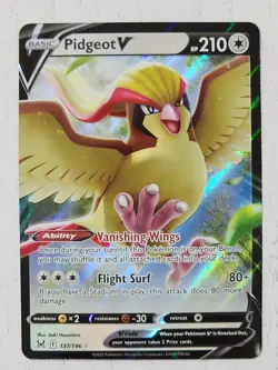 Pokemon TCG Pidgeot V Sword & Shield - Lost Origin 137/196 Holo Ultra Rare NM - Image 1