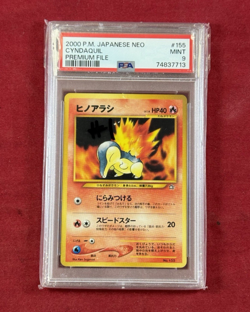 2000 Pokemon Japanese Neo Premium File Cyndaquil #155 Graded PSA 9 - Image 3