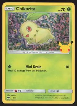 Chikorita Holo NM 2/25 McDonald's 25th Anniversary Promos Pokemon Card - Image 1