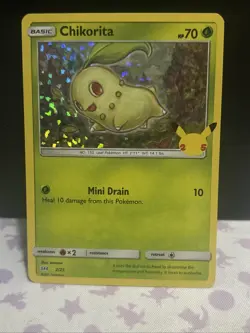 Chikorita 2/25 Holo Pokemon 25th Anniversary McDonald’s Promo Card 2021 - Image 1