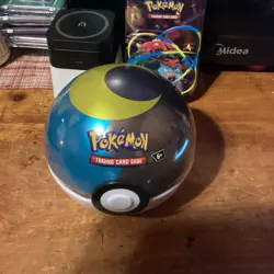 1x Pokemon TCG Moon Ball Tin (D25) with 3 Booster Packs + 2 Sticker Sheets - Image 1
