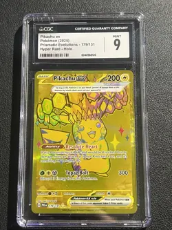 Pokemon Prismatic Evolutions Pikachu ex Hyper Rare 179/131 CGC 9 Mint - Image 1