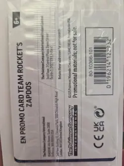 Team Rocket’s Zapdos Pokemon Promo Card - GameStop Exclusive - Holo Rare NM - Image 2