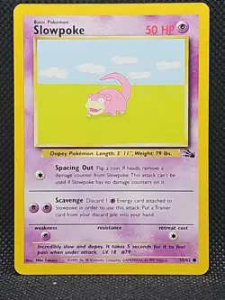 Pokemon Slowpoke Fossil 55/62 Unlimited Original 1999 Vintage Pokemon Card LP/NM - Image 1