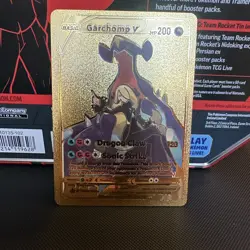 Pokemon Garchomp V 200hp Gold Foil Fan Art Collector Card TCG Cynthia's Garchomp - Image 1