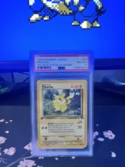 1999 WOTC POKEMON JUNGLE PIKACHU #60/64 1ST EDITION W STAMP DUELIST PROMO PSA 8 - Image 1
