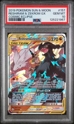Pokemon Reshiram & Zekrom GX 157/236 Cosmic Eclipse PSA 10 Gem Mint - Image 3