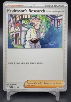 Professor’s Research SVP223 Black Star Promo NM Pokemon Card -Professor Magnolia - Image 1