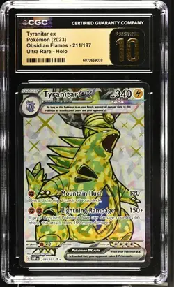 CGC PRISTINE 10 2023 Pokemon Obf EN-Obsidian Flames Tyranitar EX #211 Ultra Rare - Image 1