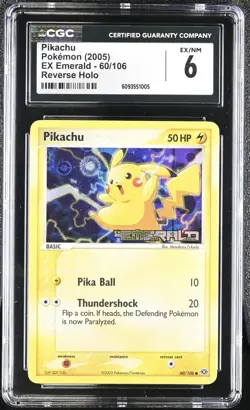 Pikachu #60/106 EX Emerald Reverse Holo 2005 Stamped CGC 6 Pokemon (not PSA) - Image 1