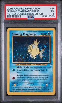 Pokemon Shining Magikarp Double Holo Error 2001 Neo Revelation #66 PSA 5 EX - Image 1