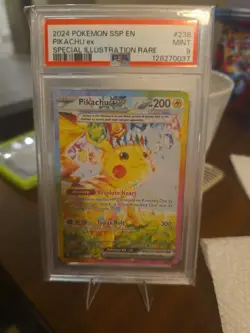 2024 Pokemon SSP EN-Surging Sparks Pikachu EX Special Illustration Rare PSA 9 - Image 1