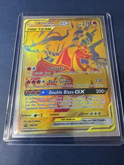 Pokemon Reshiram & Charizard GX SM247 SM Black Star Tag Team Promo NM - Image 1