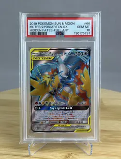 Moltres Zapados Articuno GX 66/68 PSA 10 Hidden Fates Tag Team Gem Mint Pokemon - Image 1