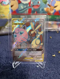 Mega Lopunny & Jigglypuff GX (Full Art) 225/236 Cosmic Eclipse Pokemon Card NM - Image 1
