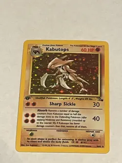 Kabutops 1st Edition 9/62 Fossil Holo Pokemon Card - LP/NM - Image 1