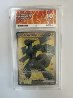 Zekrom EX Black Bolt English Secret Rare Card 158/086 Ace Grading Gem Mint 10 - Image 1