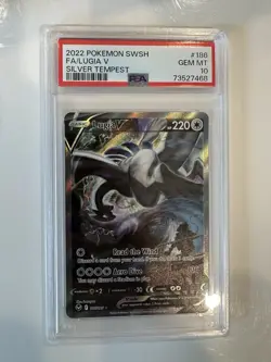 2022 POKEMON SILVER TEMPEST LUGIA V FULL ART #186 PSA 10! - Image 1