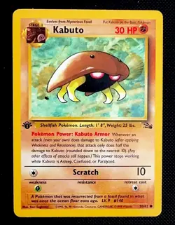 Pokemon TCG Kabuto Fossil 1st Edition Unlimited Common 50/62 1999 WoTC LP+ ?? - Image 1